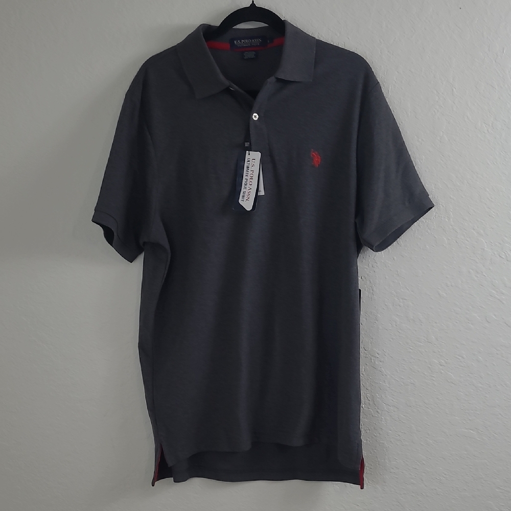 Us Polo Assn Ultimate Pique Men's Gray Polo Shirt Size L